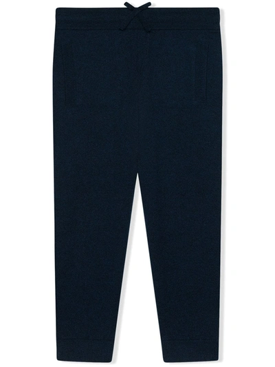 Shop Dolce & Gabbana Logo-embroidered Cashmere Trousers In Blue
