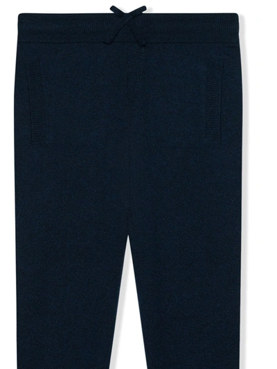 Shop Dolce & Gabbana Logo-embroidered Cashmere Trousers In Blue