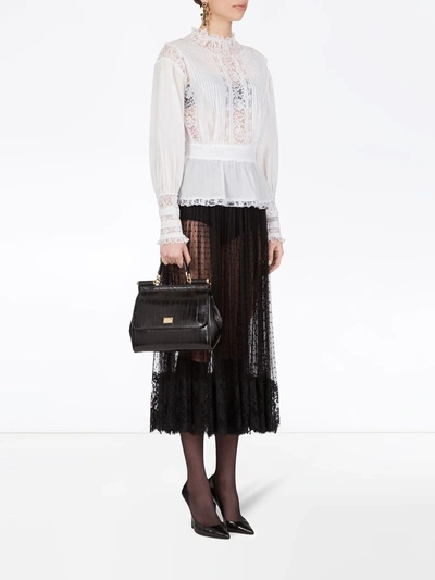 Shop Dolce & Gabbana Sheer-panel Lace Blouse In White