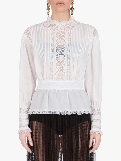 Shop Dolce & Gabbana Sheer-panel Lace Blouse In White