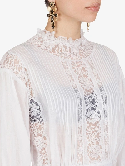 Shop Dolce & Gabbana Sheer-panel Lace Blouse In White