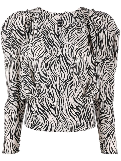 Shop Isabel Marant Abstract Print Blouse In Black