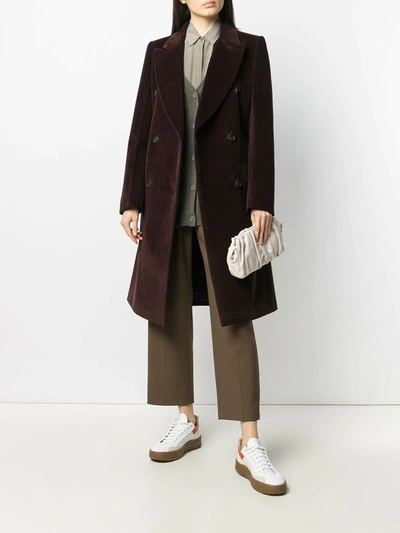 Shop Victoria Beckham Corduroy Coat In Brown