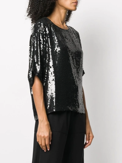 Shop P.a.r.o.s.h Sequinned Short-sleeve T-shirt In Black