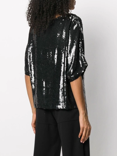 Shop P.a.r.o.s.h Sequinned Short-sleeve T-shirt In Black