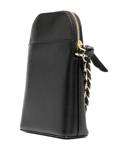 Shop Michael Kors Leather Shoulder Bag With Chain-link Strap In Black