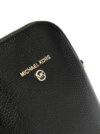 Shop Michael Kors Leather Shoulder Bag With Chain-link Strap In Black
