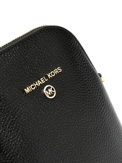 Michael Kors Leather Shoulder Bag With Chain-link Strap In Black