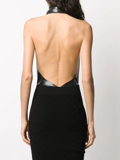 Shop Saint Laurent Wrap-tie Halterneck Bodysuit In Black