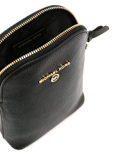 Shop Michael Kors Leather Shoulder Bag With Chain-link Strap In Black