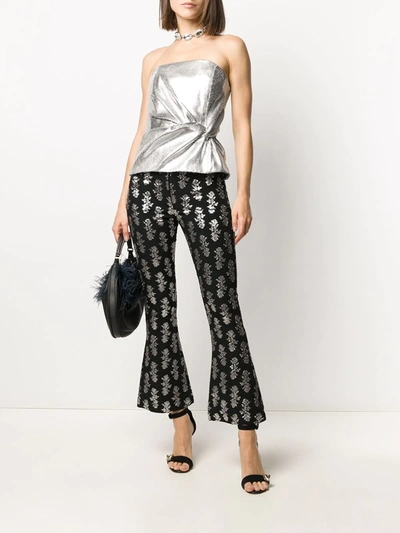 Shop 16arlington Strapless Gathered Sequin Top In Silver