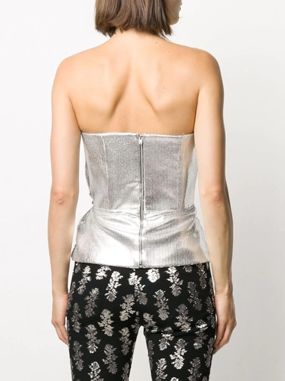 Shop 16arlington Strapless Gathered Sequin Top In Silver