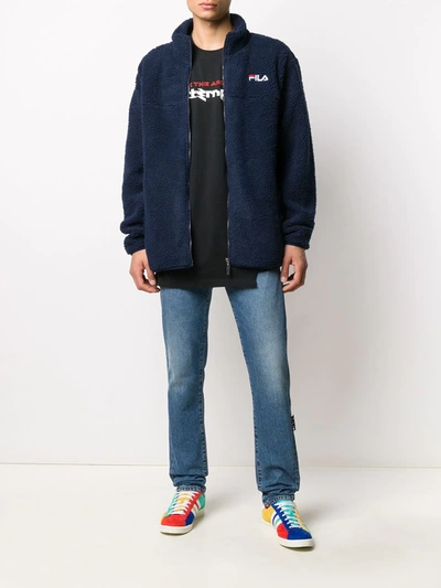 Shop Fila Embroidered Logo Fleece In Blue