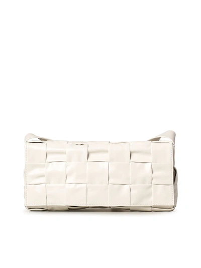 Shop Bottega Veneta Intrecciato Weave Shoulder Bag In White