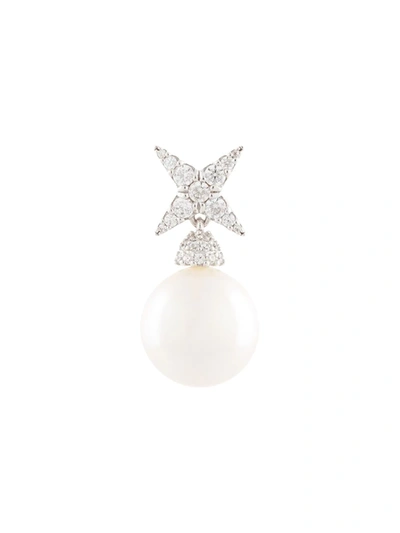 Shop Apm Monaco Eternelle Small Pearl Earring In Silver