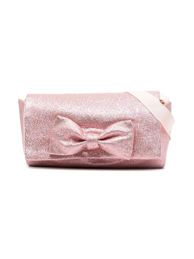 Hucklebones London Bow Glitter-effect Bag In Pink