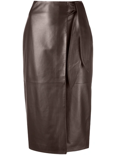 Shop Arma Lambskin Leather Pencil Skirt In Brown