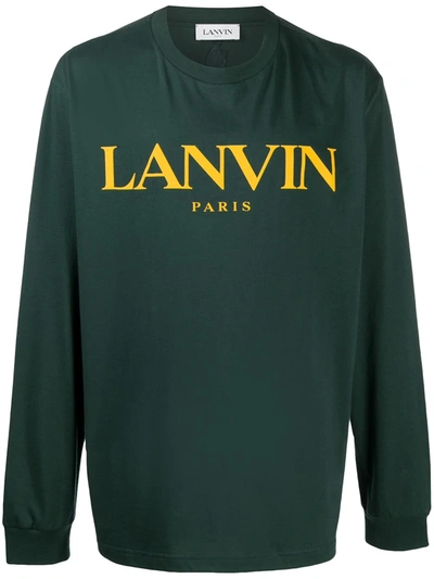 Shop Lanvin Logo-print Long-sleeve Top In Green