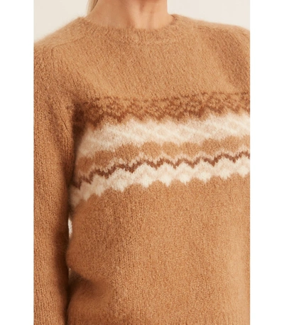 Shop Nili Lotan Kayle Sweater In Camel Fair Isle In Neutrals