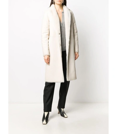 Shop Yves Salomon Merino Pocket Single-breasted Coat In Ivory