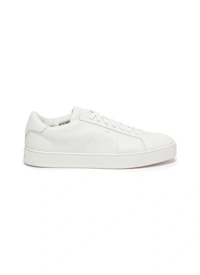 Shop Santoni 'gloria' Tennis Soft Leather Sneakers In White
