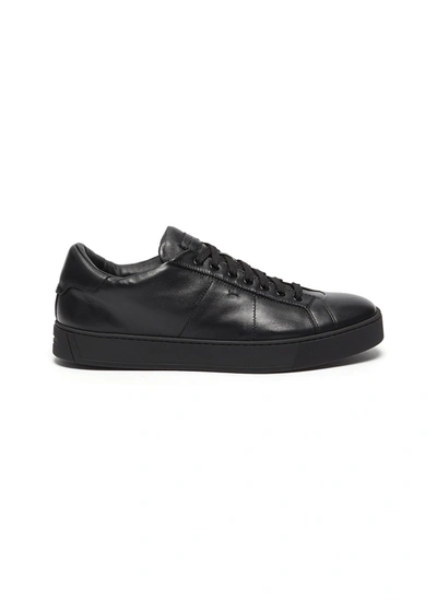 Shop Santoni 'gloria' Tennis Soft Leather Sneakers In Black