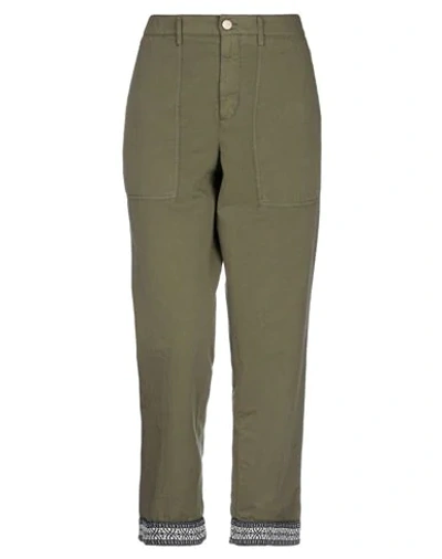 Shop Slowear Incotex Woman Pants Military Green Size 12 Cotton, Linen