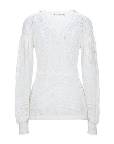 Shop Roberto Cavalli Woman Sweater White Size 8 Cotton, Polyamide, Viscose, Polyester