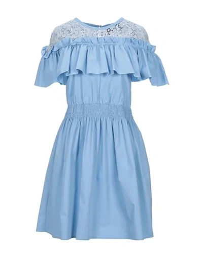 Shop Philipp Plein Woman Mini Dress Sky Blue Size Xs Cotton