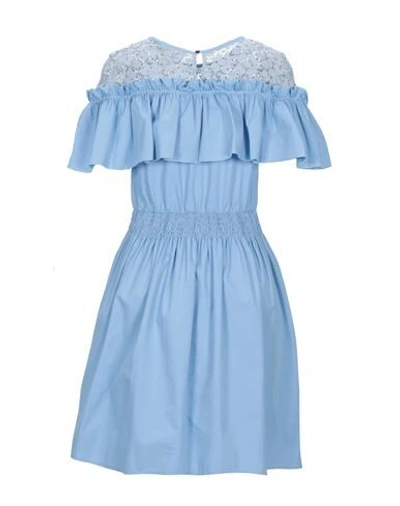 Shop Philipp Plein Woman Mini Dress Sky Blue Size Xs Cotton