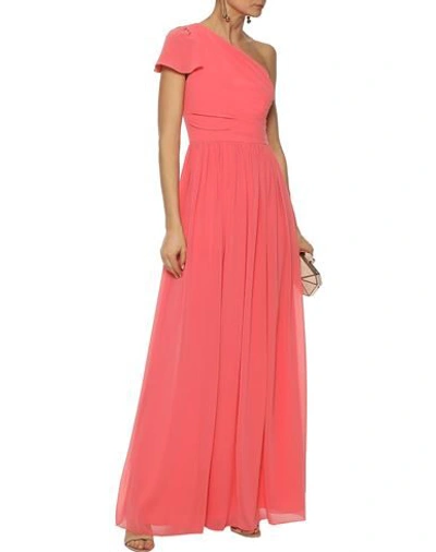 Shop Mikael Aghal Long Dresses In Salmon Pink