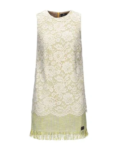 Shop Elisabetta Franchi Woman Short Dress Ivory Size 4 Polyamide, Viscose, Cotton, Acrylic, Polyester In White