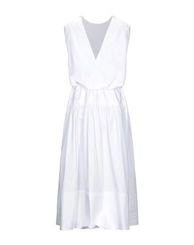 Shop Tibi Woman Midi Dress White Size 12 Cotton