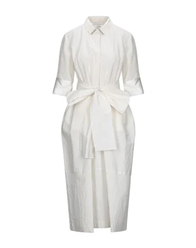 Shop Fabiana Filippi Woman Midi Dress Ivory Size 8 Cotton, Polyamide, Silk, Elastane, Ecobrass In White