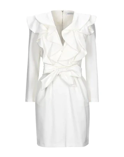 Shop Mangano Woman Short Dress White Size 10 Polyester, Elastane