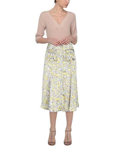 Shop Ganni Midi Skirts In Light Grey