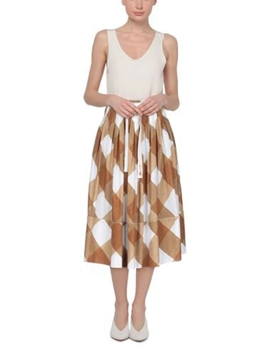 Shop High By Claire Campbell High Woman Midi Skirt Sand Size Xl Cotton In Beige