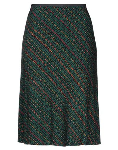 Shop Siyu Knee Length Skirts In Dark Green