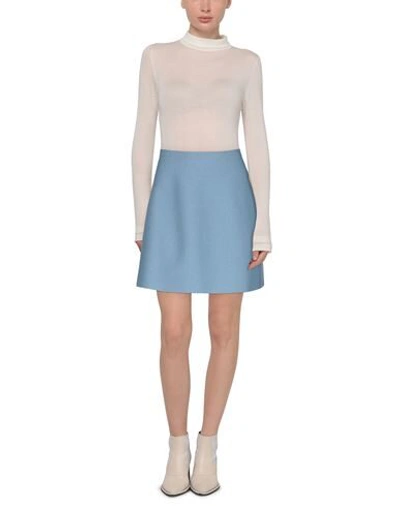 Shop D-exterior Knee Length Skirts In Sky Blue
