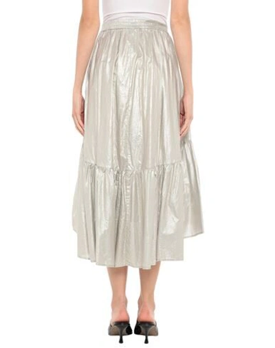 Shop 8pm Woman Midi Skirt Platinum Size M Cotton In Grey