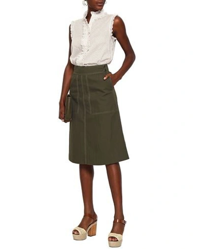 Shop Vanessa Seward Woman Midi Skirt Military Green Size 2 Polyamide, Cotton