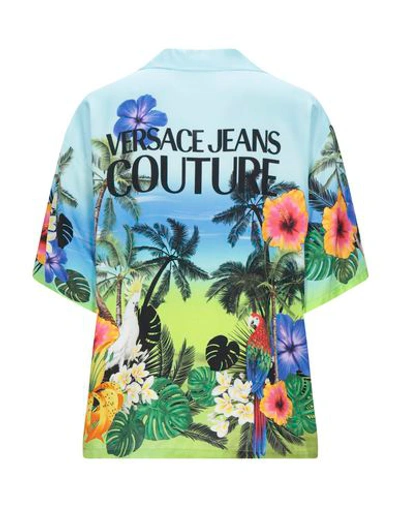 Shop Versace Jeans Couture Shirts In Sky Blue
