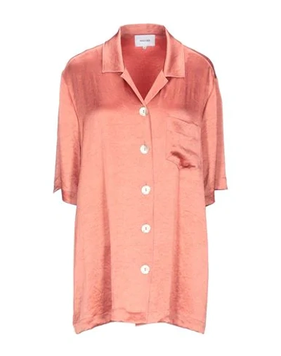 Shop Nanushka Solid Color Shirts & Blouses In Copper
