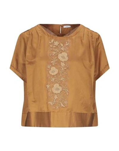 Shop High By Claire Campbell High Woman Blouse Camel Size 10 Cotton, Silk, Polyester In Beige