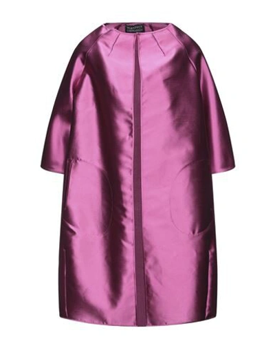Shop Gianluca Capannolo Woman Overcoat Fuchsia Size 8 Polyester, Mulberry Silk In Pink