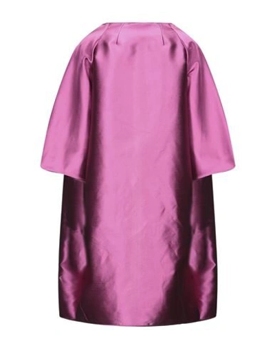 Shop Gianluca Capannolo Woman Overcoat Fuchsia Size 8 Polyester, Mulberry Silk In Pink