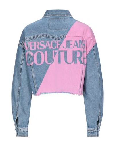 Shop Versace Jeans Couture Woman Denim Outerwear Blue Size 4 Cotton