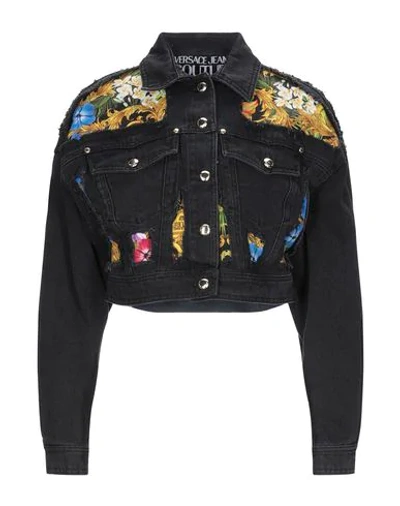 Shop Versace Jeans Couture Denim Outerwear In Black