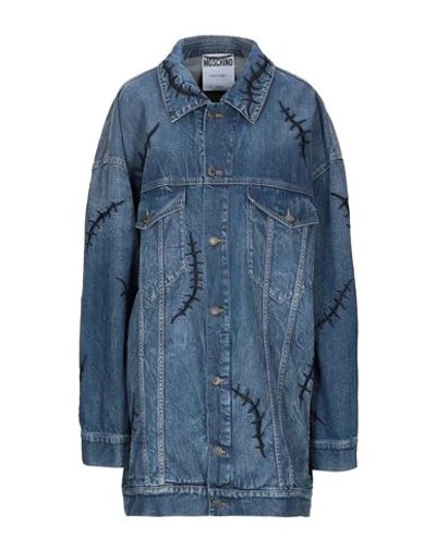 Shop Moschino Woman Denim Outerwear Blue Size 6 Cotton, Elastane