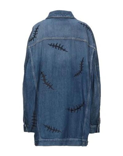 Shop Moschino Woman Denim Outerwear Blue Size 6 Cotton, Elastane